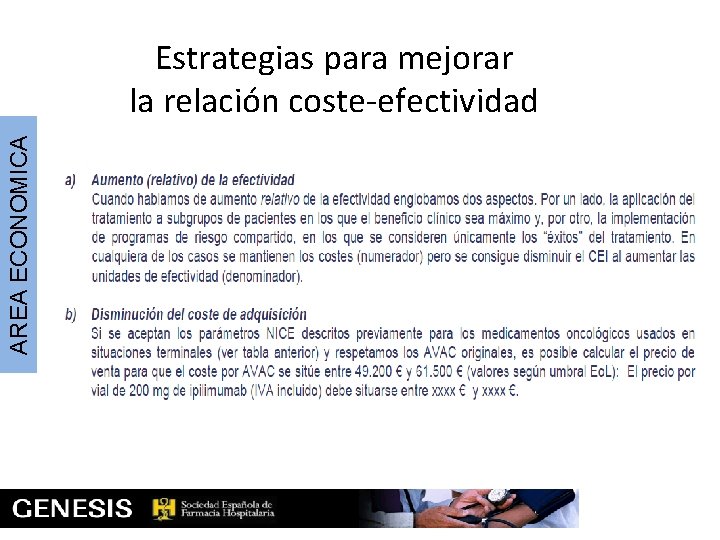 AREA ECONOMICA Estrategias para mejorar la relación coste-efectividad 