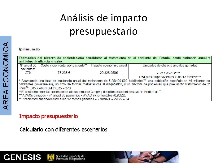 AREA ECONOMICA Análisis de impacto presupuestario Impacto presupuestario Calcularlo con diferentes escenarios 