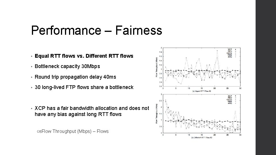 Performance – Fairness • Equal RTT flows vs. Different RTT flows • Bottleneck capacity