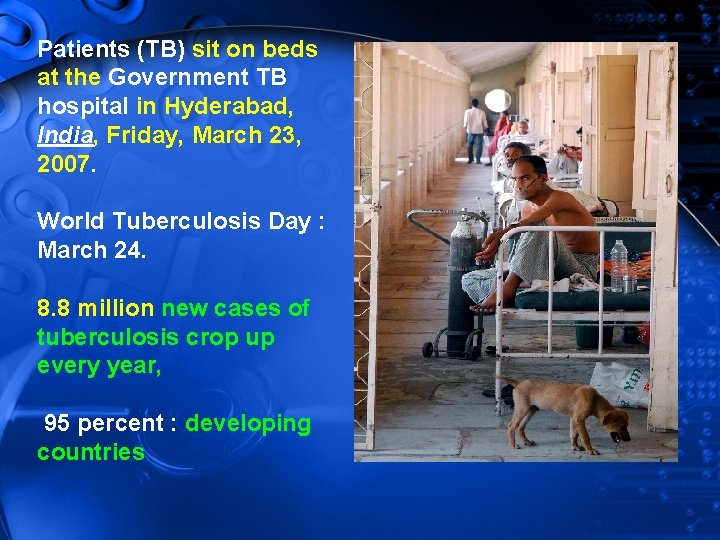 Patients (TB) sit on beds at the Government TB hospital in Hyderabad, India, Friday,