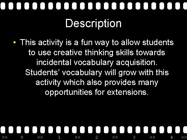 Description • This activity is a fun way to allow students to use creative