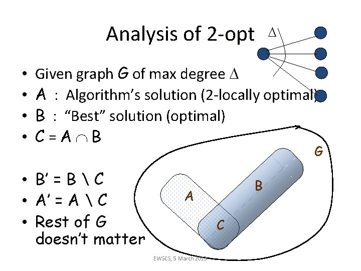 Analysis of 2 -opt • • Given graph G of max degree A :