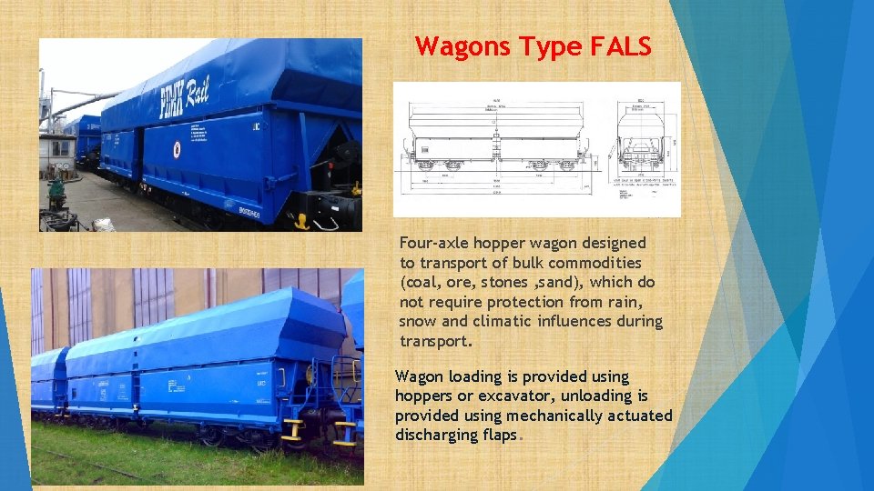 “ Wagons Type FALS ” Four-axle hopper wagon designed to transport of bulk commodities