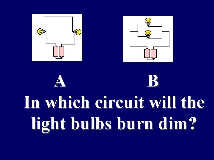 A B In which circuit will the light bulbs burn dim? 