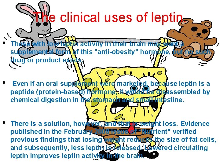 The clinical uses of leptin. • Those with low leptin activity in their brain