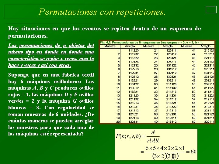 Permutaciones con repeticiones. Hay situaciones en que los eventos se repiten dentro de un