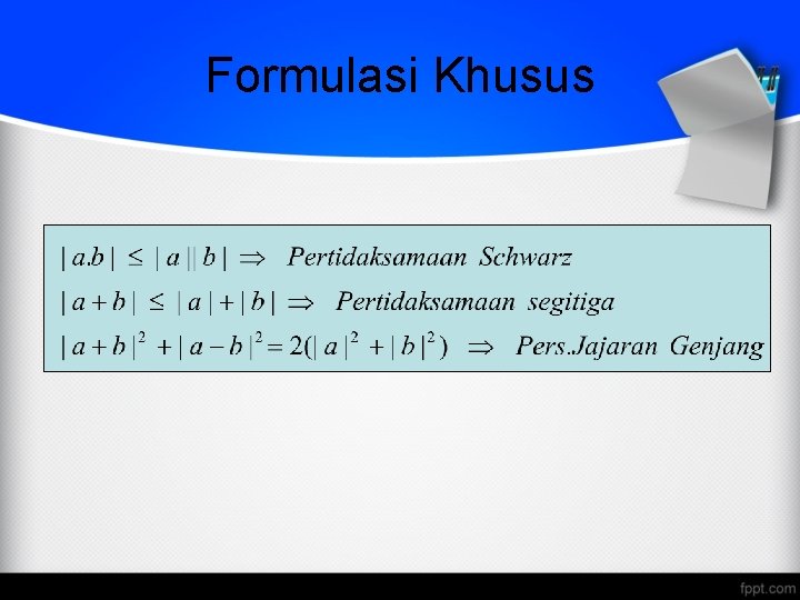 Formulasi Khusus 