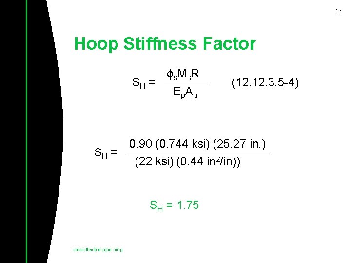 16 Hoop Stiffness Factor ɸs. Ms. R SH = E p. A g (12. 16 Hoop Stiffness Factor ɸs. Ms. R SH = E p. A g (12.