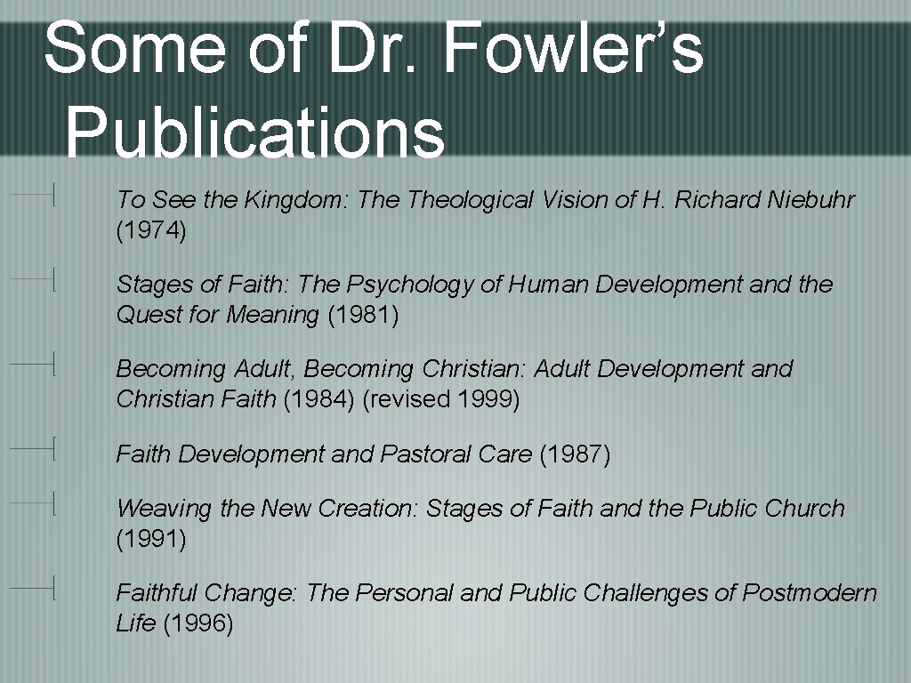 Some of Dr. Fowler’s Publications To See the Kingdom: Theological Vision of H. Richard