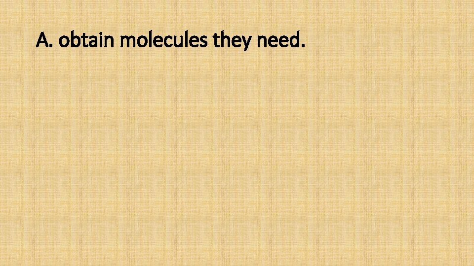 A. obtain molecules they need. 
