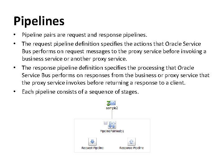 Pipelines • Pipeline pairs are request and response pipelines. • The request pipeline definition