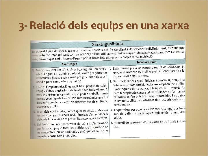 3 - Relació dels equips en una xarxa 