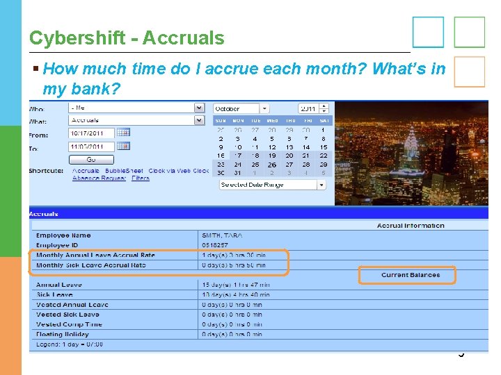 Cybershift - Accruals § How much time do I accrue each month? What’s in