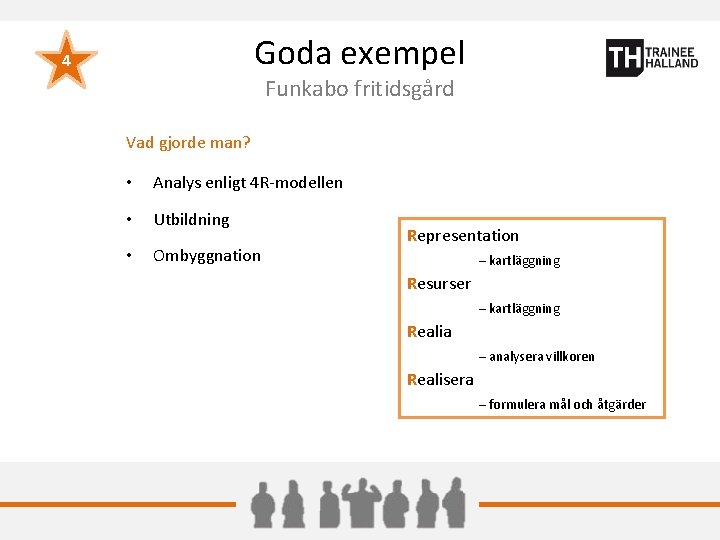 Goda exempel 4 Funkabo fritidsgård Vad gjorde man? • Analys enligt 4 R-modellen •