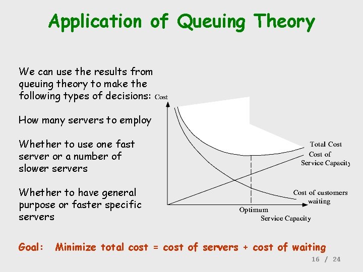 Application of Queuing Theory We can use the results from queuing theory to make