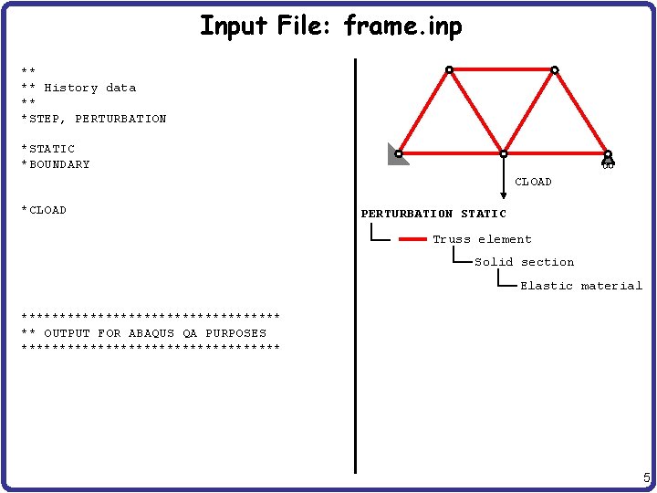 Input File: frame. inp ** ** History data ** *STEP, PERTURBATION 10 k. N Input File: frame. inp ** ** History data ** *STEP, PERTURBATION 10 k. N