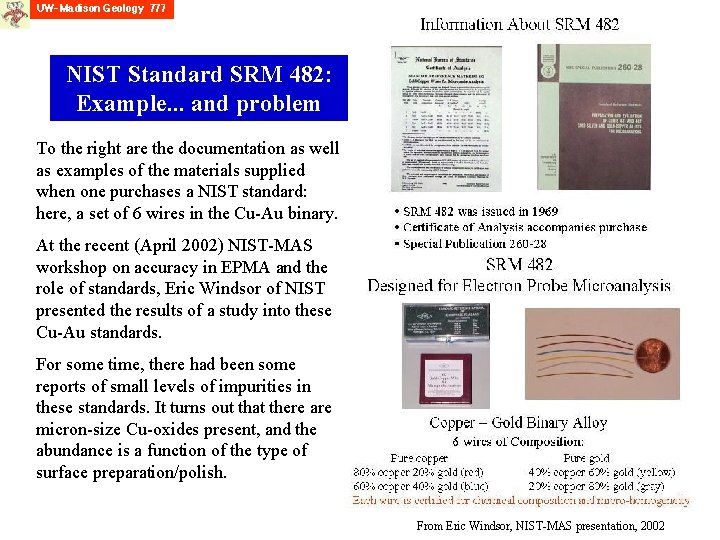 NIST Standard SRM 482: Example. . . and problem To the right are the
