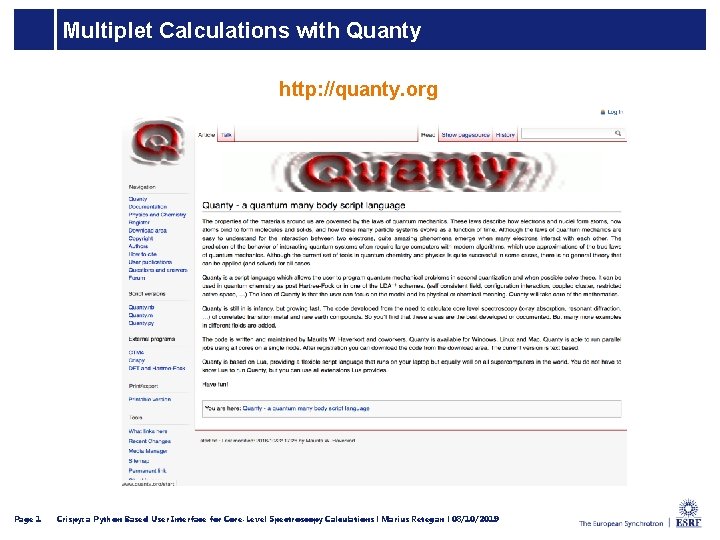 Multiplet Calculations with Quanty http: //quanty. org Page 1 Crispy: a Python Based User