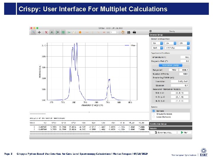 Crispy: User Interface For Multiplet Calculations Page 2 Crispy: a Python Based User Interface