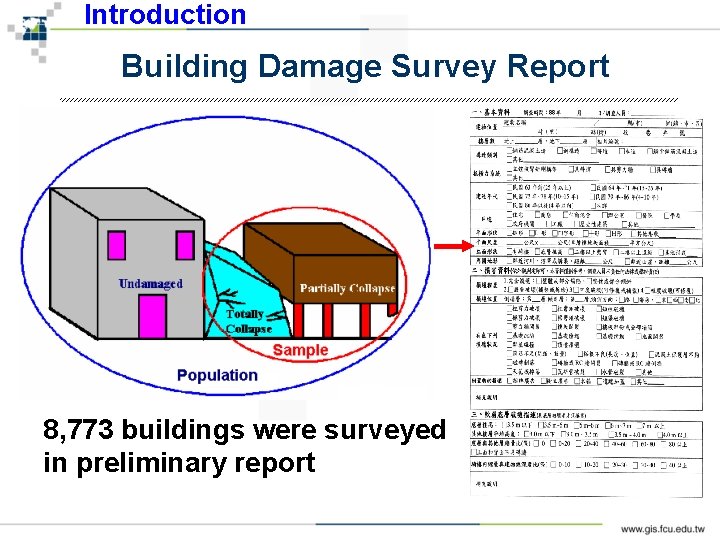 Introduction Building Damage Survey Report 8, 773 buildings were surveyed in preliminary report 