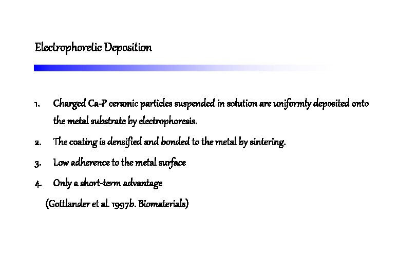 Electrophoretic Deposition 1. Charged Ca-P ceramic particles suspended in solution are uniformly deposited onto