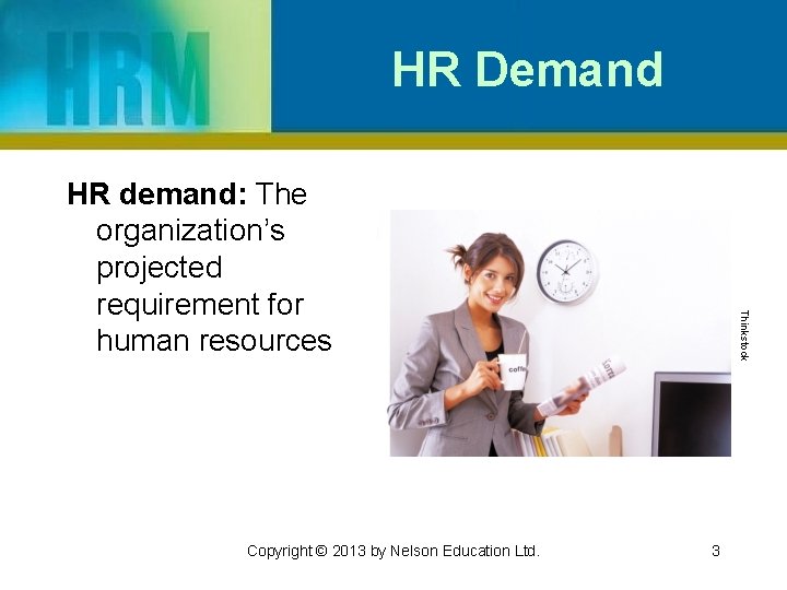 HR Demand Copyright © 2013 by Nelson Education Ltd. Thinkstock HR demand: The organization’s