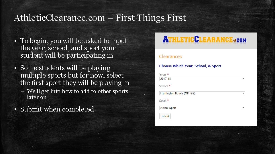 Athletic. Clearance. com – First Things First ▪ To begin, you will be asked