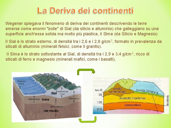 Wegener spiegava il fenomeno di deriva dei continenti descrivendo le terre emerse come enormi
