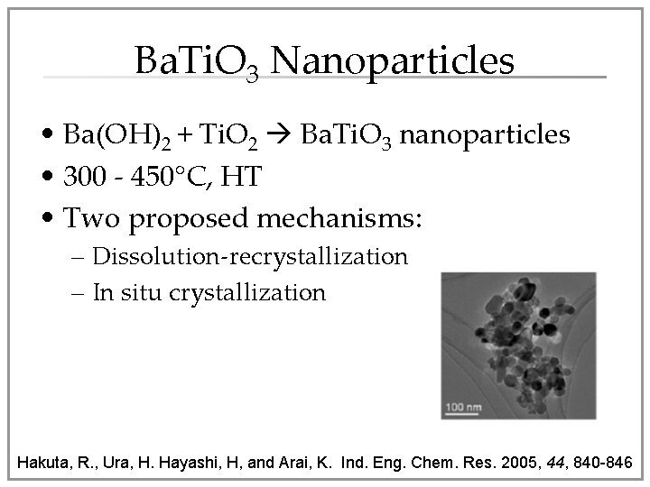 Ba. Ti. O 3 Nanoparticles • Ba(OH)2 + Ti. O 2 Ba. Ti. O