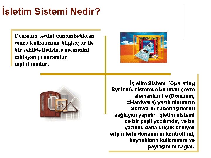 İşletim Sistemi Nedir? Donanım testini tamamladıktan sonra kullanıcının bilgisayar ile bir şekilde iletişime geçmesini