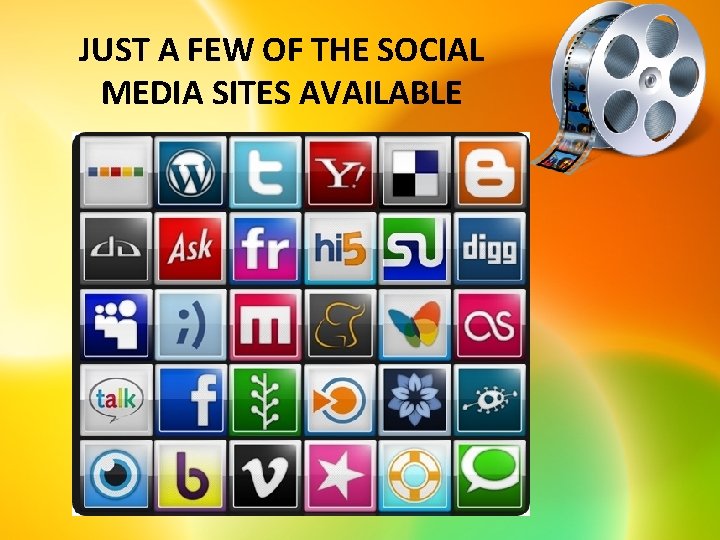 JUST A FEW OF THE SOCIAL MEDIA SITES AVAILABLE 