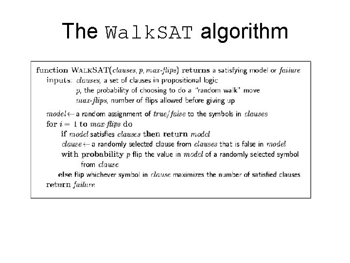 The Walk. SAT algorithm 