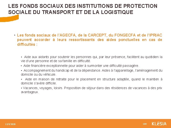 LES FONDS SOCIAUX DES INSTITUTIONS DE PROTECTION SOCIALE DU TRANSPORT ET DE LA LOGISTIQUE