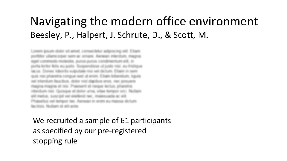 Navigating the modern office environment Beesley, P. , Halpert, J. Schrute, D. , &