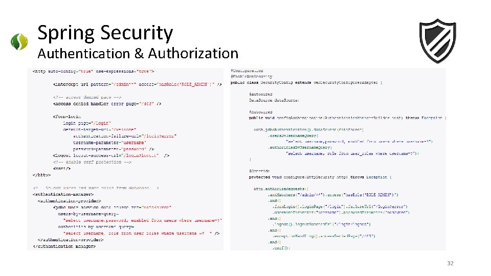 Spring Security Authentication & Authorization 32 