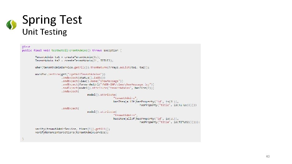 Spring Test Unit Testing 40 