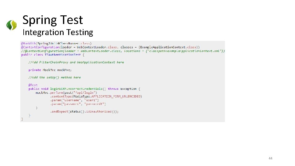 Spring Test Integration Testing 44 