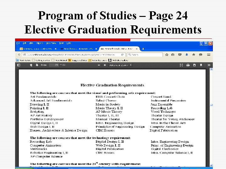 Program of Studies – Page 24 Elective Graduation Requirements 