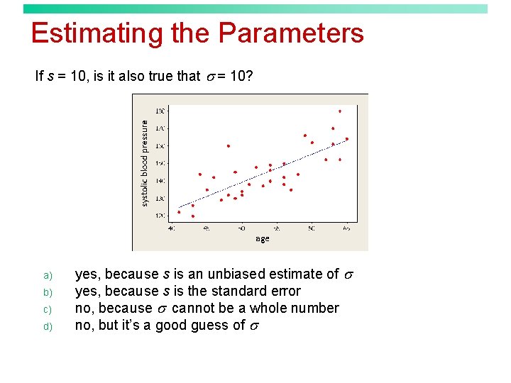 Estimating the Parameters If s = 10, is it also true that s =