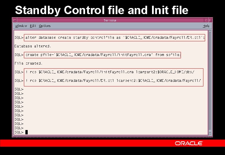 Standby Control file and Init file 