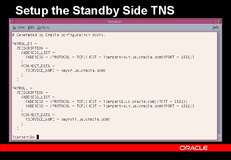 Setup the Standby Side TNS 