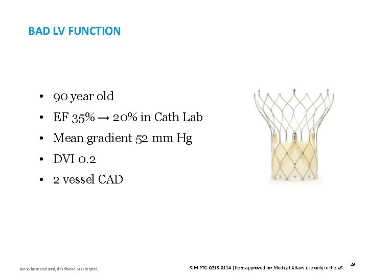 BAD LV FUNCTION • 90 year old • EF 35% → 20% in Cath
