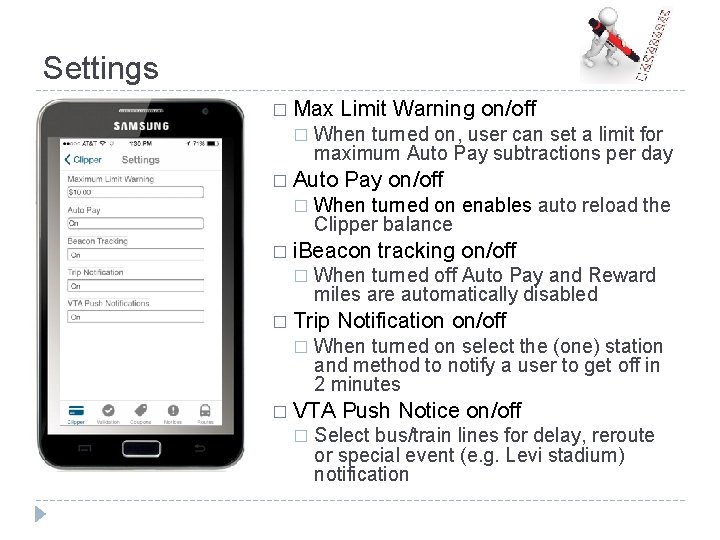 Settings � Max � Limit Warning on/off When turned on, user can set a