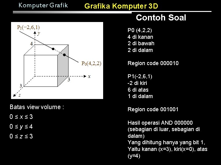 Komputer Grafika Komputer 3 D Contoh Soal P 0 (4, 2, 2) 4 di