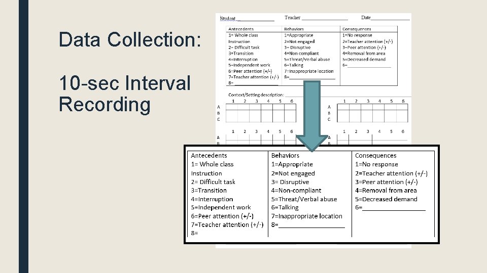 Data Collection: 10 -sec Interval Recording 
