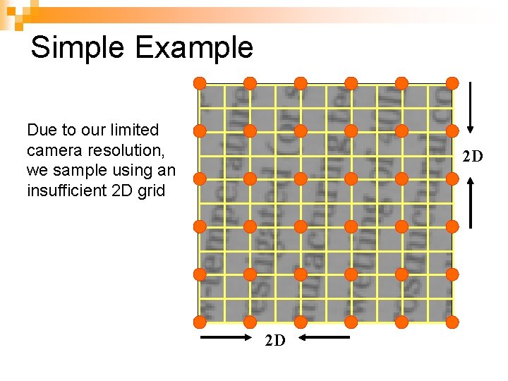 Simple Example Due to our limited camera resolution, we sample using an insufficient 2