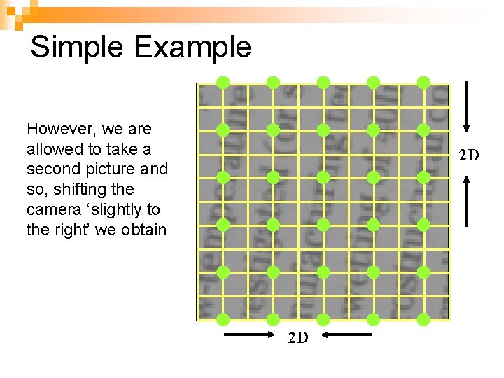 Simple Example However, we are allowed to take a second picture and so, shifting