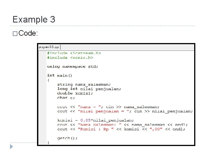 Example 3 � Code: 