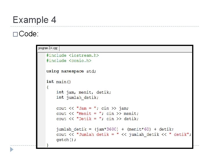 Example 4 � Code: 
