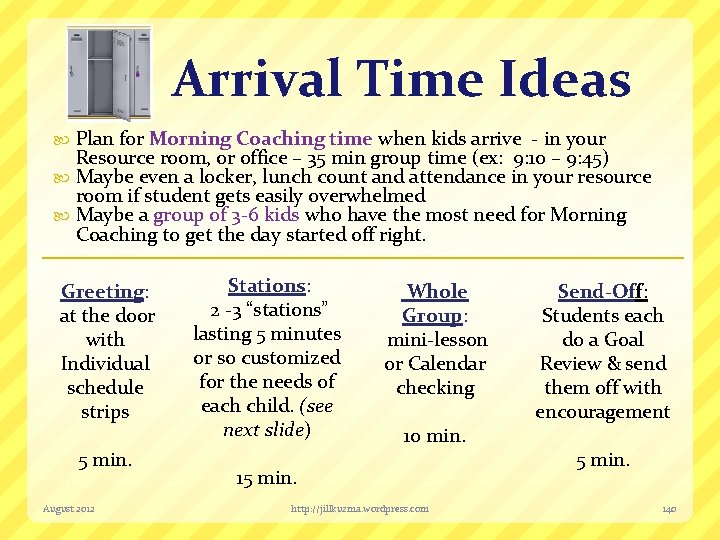 Arrival Time Ideas Plan for Morning Coaching time when kids arrive - in your